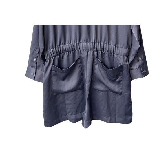 Outerknown Benson Jumpsuit Large Utility Long Sleeve Button Tie Romper Satin - Picture 9 of 11